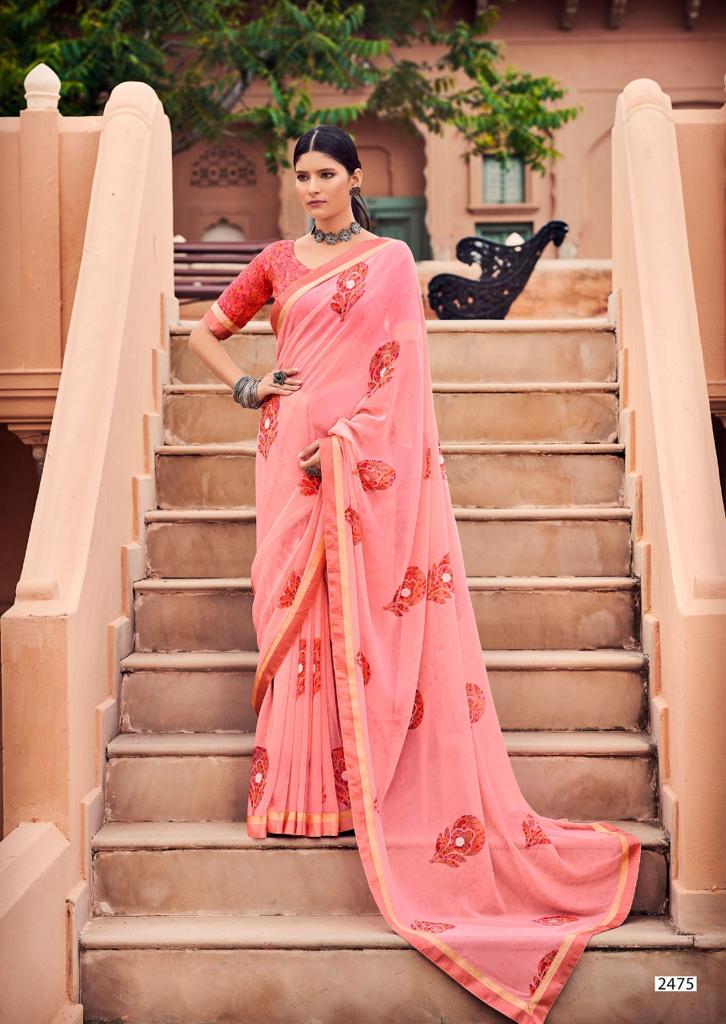 Kashvi Sunheri Ethnic Wear Printed Fancy Georgette Saree Collection